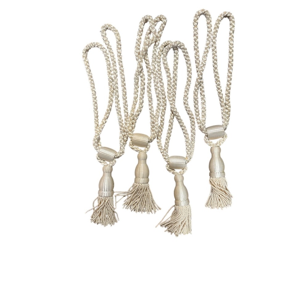 Lot‎ of 6 wood beaded tasseled fringe ropes necklace belt vintage & New - Picture 9 of 9